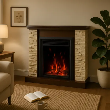 Camino Elettrico 1500W da Terra Noce Rustico Effetto Fiamma Realistico