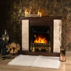 Camino Elettrico 1500W da Terra Noce Rustico Effetto Fiamma Realistico 2