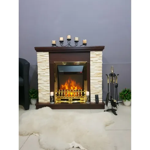 Camino Elettrico 1500W da Terra Noce Rustico Effetto Fiamma Realistico