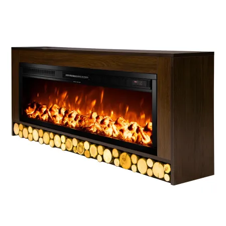 Camino Elettrico da Terra 1500W con Fiamma Regolabile Classico Scuro