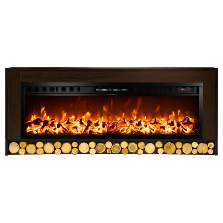 Camino Elettrico da Terra 1500W con Fiamma Regolabile Classico Scuro