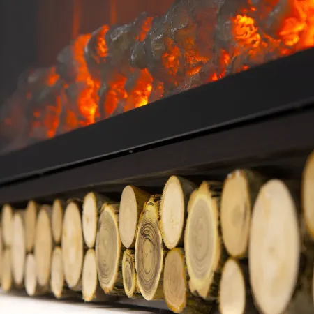 Camino Elettrico da Terra 1500W con Fiamma Regolabile Classico Scuro