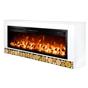 Camino Elettrico da Terra Bianco 1500W con Fiamma Regolabile Classico