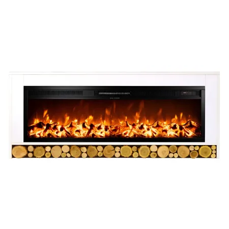 Camino Elettrico da Terra Bianco 1500W con Fiamma Regolabile Classico