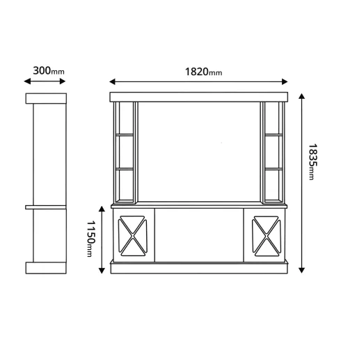 Camino Elettrico 1500W Bianco con Scaffale Portaoggetti Specchiato Moderno