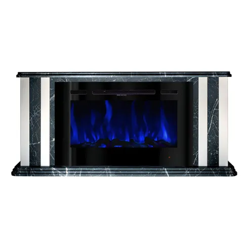 Camino Elettrico 1500W Effetto Marmo Decorativo da Soggiorno Grigio