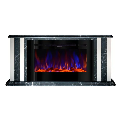 Camino Elettrico 1500W Effetto Marmo Decorativo da Soggiorno Grigio