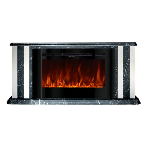 Camino Elettrico 1500W Effetto Marmo Decorativo da Soggiorno Grigio