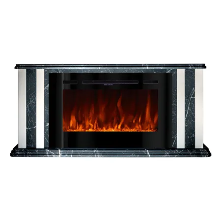 Camino Elettrico 1500W Effetto Marmo Decorativo da Soggiorno Grigio