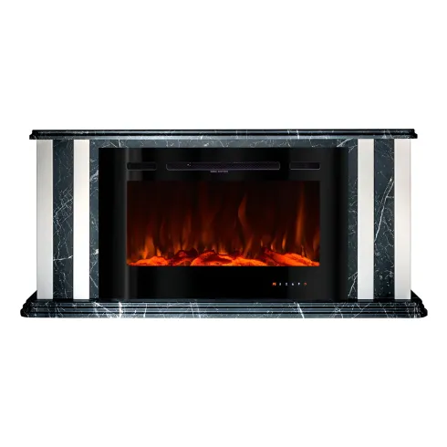 Camino Elettrico 1500W Effetto Marmo Decorativo da Soggiorno Grigio