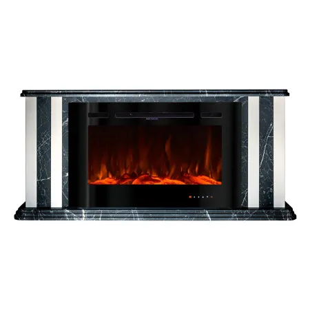 Camino Elettrico 1500W Effetto Marmo Decorativo da Soggiorno Grigio