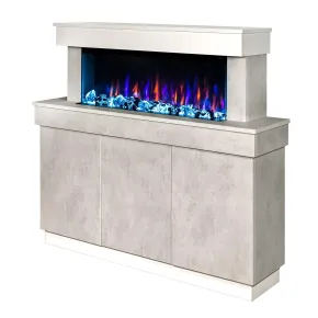 Mobile con Camino Elettrico 1500W Beige Effetto Pietra Moderno da Salotto