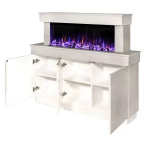 Mobile con Camino Elettrico 1500W Beige Effetto Pietra Moderno da Salotto 2
