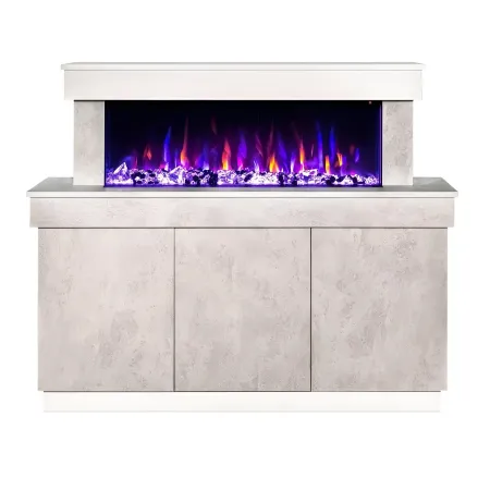 Mobile con Camino Elettrico 1500W Beige Effetto Pietra Moderno da Salotto