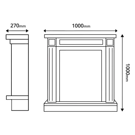 Camino Elettrico 1500W Cornice Decorativa Bianco e Nero Fiamma LED