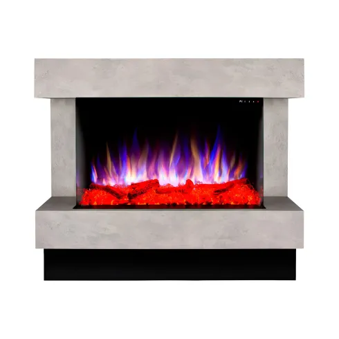 Camino Elettrico 1500W da Soggiorno Grigio con Fiamma 3D Multicolore