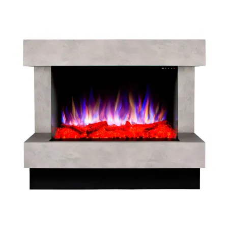 Camino Elettrico 1500W da Soggiorno Grigio con Fiamma 3D Multicolore