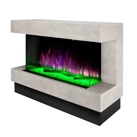 Camino Elettrico 1500W da Soggiorno Grigio con Fiamma 3D Multicolore