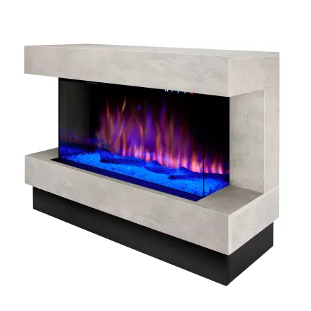 Camino Elettrico 1500W da Soggiorno Grigio con Fiamma 3D Multicolore