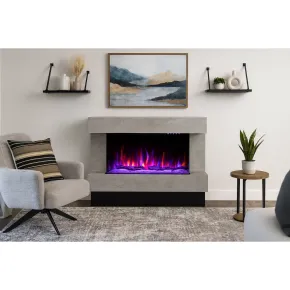 Camino Elettrico 1500W da Soggiorno Grigio con Fiamma 3D Multicolore 2