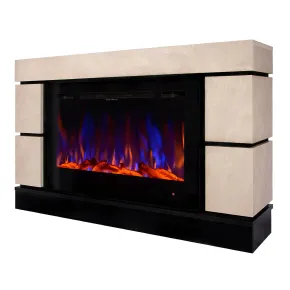 Camino Elettrico Effetto Pietra 1500W Beige con Cristalli da Interno