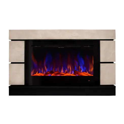 Camino Elettrico Effetto Pietra 1500W Beige con Cristalli da Interno