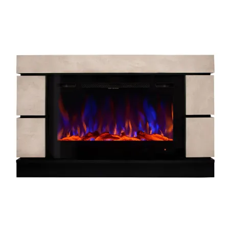 Camino Elettrico Effetto Pietra 1500W Beige con Cristalli da Interno
