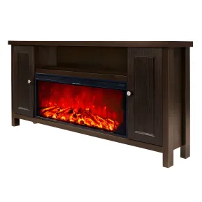 Mobile Camino Elettrico 1500W Rustico da Soggiorno Scuro Fiamma Arancione