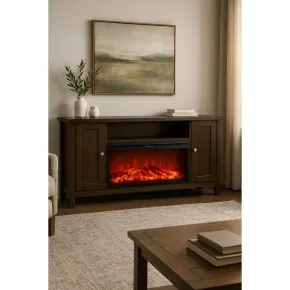 Mobile Camino Elettrico 1500W Rustico da Soggiorno Scuro Fiamma Arancione 2