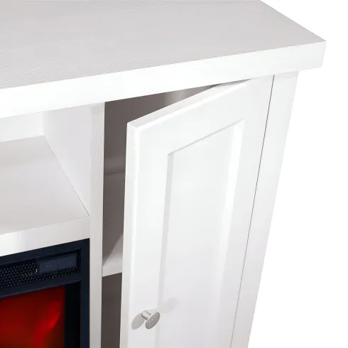 Mobile Camino Elettrico 1500W Rustico da Soggiorno Bianco Fiamma Arancione