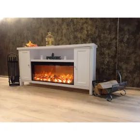Mobile Camino Elettrico 1500W Rustico da Soggiorno Bianco Fiamma Arancione 2