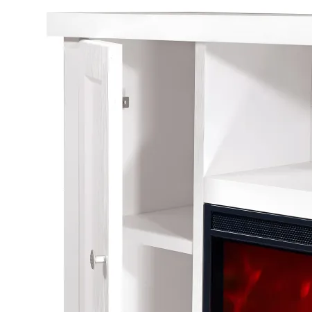 Mobile Camino Elettrico 1500W Rustico da Soggiorno Bianco Fiamma Arancione
