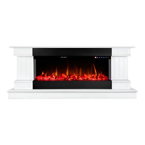 Camino Elettrico Bianco 1500W Riscaldante con Fiamma 3D e Termostato