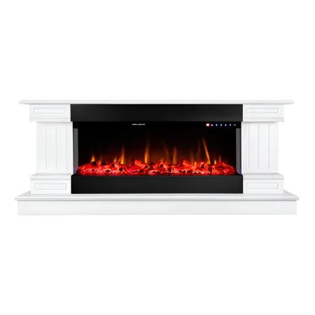 Camino Elettrico Bianco 1500W Riscaldante con Fiamma 3D e Termostato