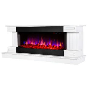 Camino Elettrico Bianco 1500W Riscaldante con Fiamma 3D e Termostato