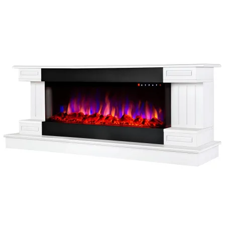 Camino Elettrico Bianco 1500W Riscaldante con Fiamma 3D e Termostato