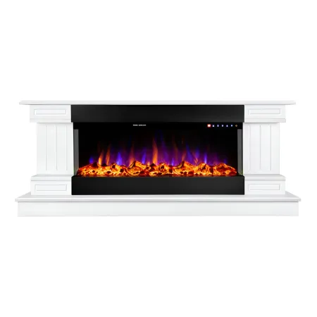 Camino Elettrico Bianco 1500W Riscaldante con Fiamma 3D e Termostato
