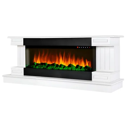 Camino Elettrico Bianco 1500W Riscaldante con Fiamma 3D e Termostato