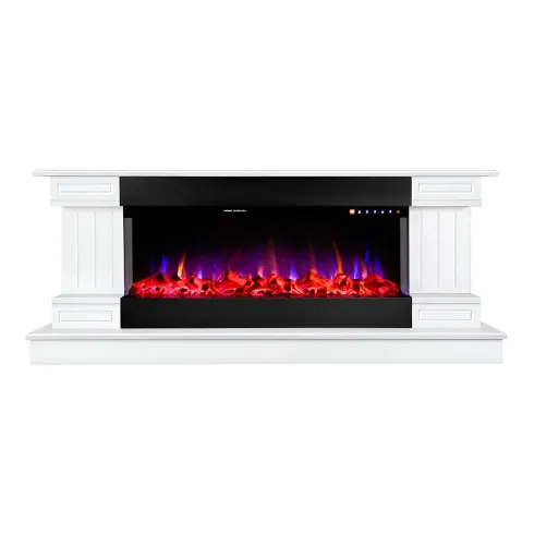Camino Elettrico Bianco 1500W Riscaldante con Fiamma 3D e Termostato