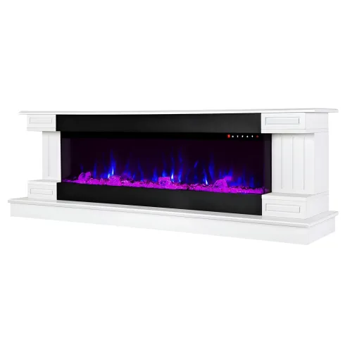 Camino Elettrico Bianco 1500W 181x43x60 con Fiamma 3D e Termostato