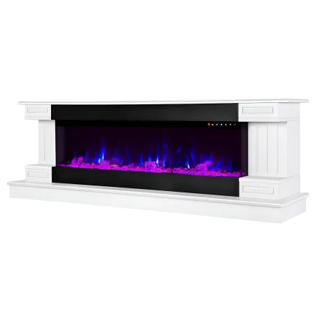 Camino Elettrico Bianco 1500W 181x43x60 con Fiamma 3D e Termostato