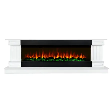 Camino Elettrico Bianco 1500W 181x43x60 con Fiamma 3D e Termostato
