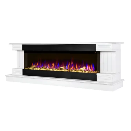 Camino Elettrico Bianco 1500W 181x43x60 con Fiamma 3D e Termostato