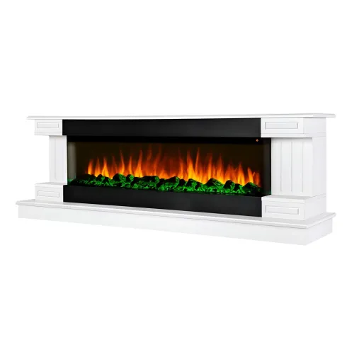 Camino Elettrico Bianco 1500W 181x43x60 con Fiamma 3D e Termostato