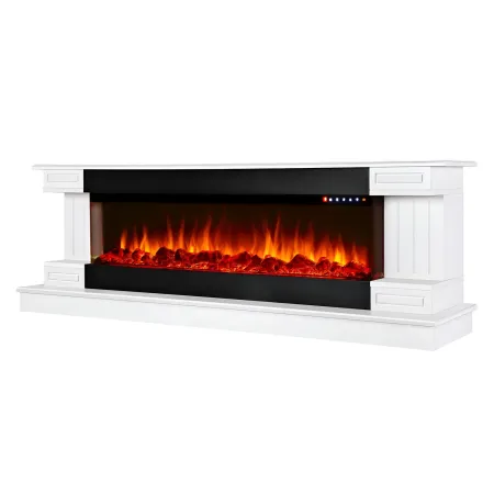Camino Elettrico Bianco 1500W 181x43x60 con Fiamma 3D e Termostato