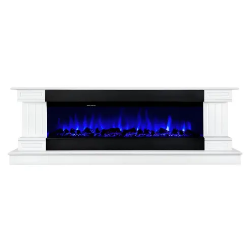 Camino Elettrico Bianco 1500W 181x43x60 con Fiamma 3D e Termostato
