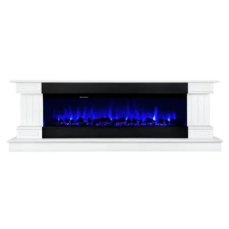 Camino Elettrico Bianco 1500W 181x43x60 con Fiamma 3D e Termostato