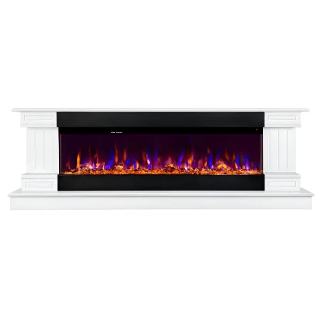 Camino Elettrico Bianco 1500W 181x43x60 con Fiamma 3D e Termostato