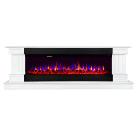 Camino Elettrico Bianco 1500W 181x43x60 con Fiamma 3D e Termostato
