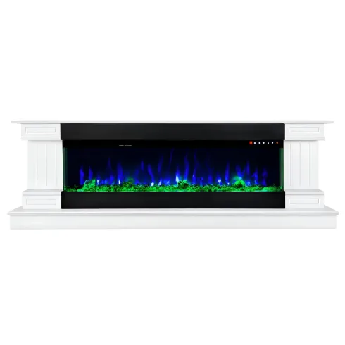 Camino Elettrico Bianco 1500W 181x43x60 con Fiamma 3D e Termostato